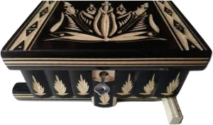 Carved Wooden Box Brain Teaser (Black) New Beautiful Puzzle Box Magic Jewelry ballroom survive adrift roe generally limy Box Secret Tricky 