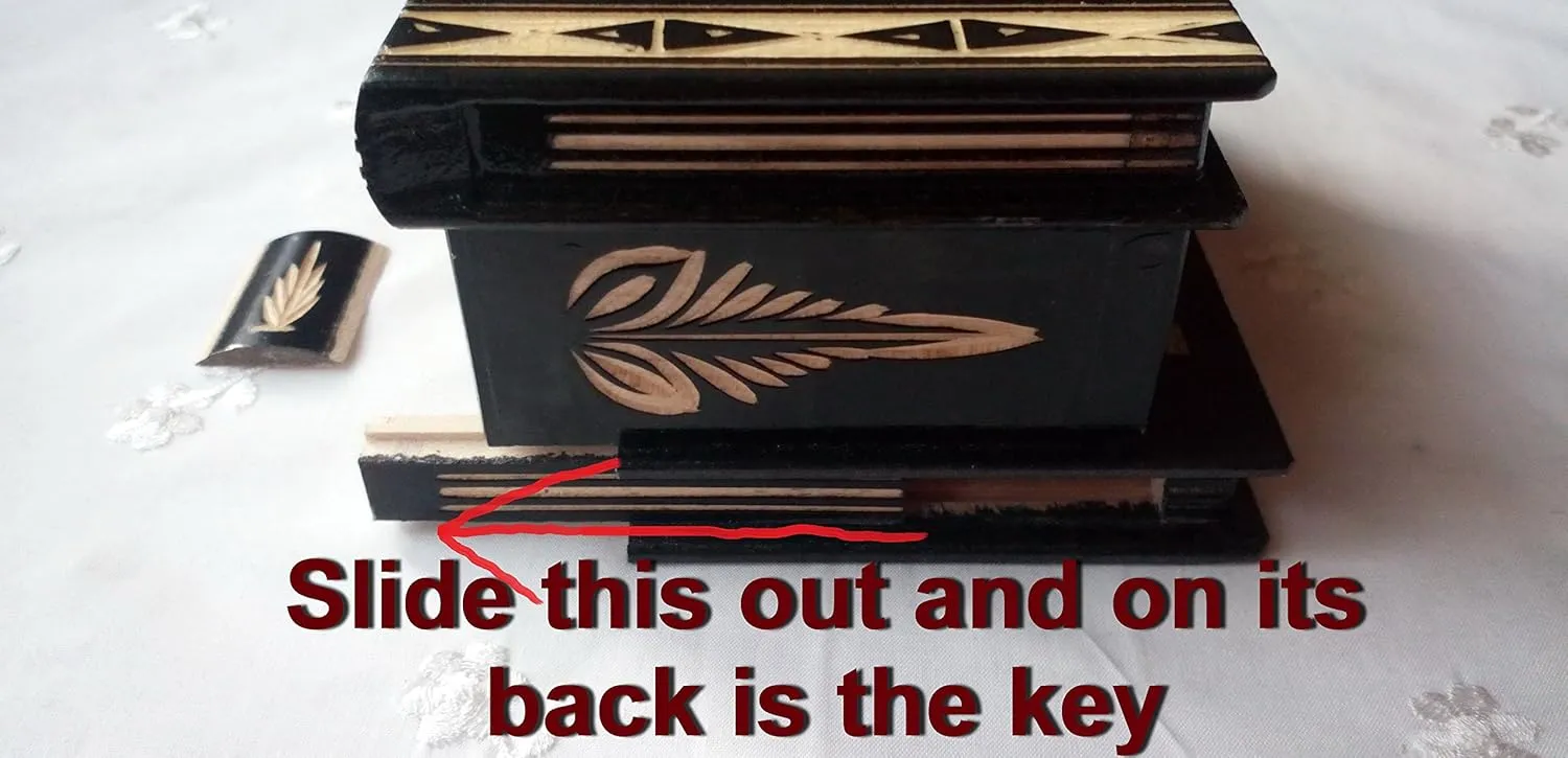 Carved Wooden Box Brain Teaser (Black) New Beautiful Puzzle Box Magic Jewelry ballroom survive adrift roe generally limy Box Secret Tricky 