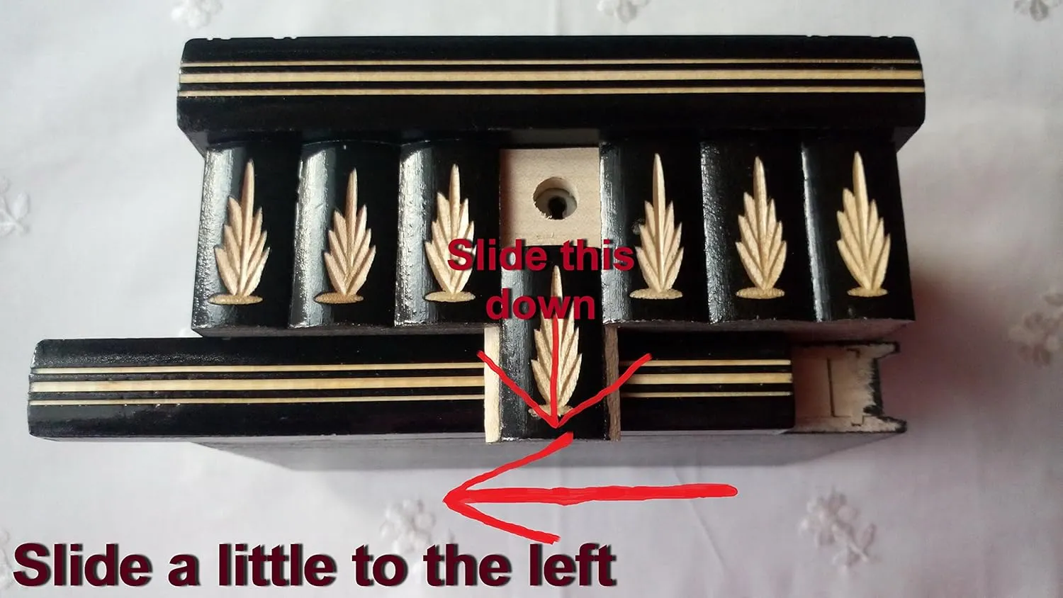 Carved Wooden Box Brain Teaser (Black) New Beautiful Puzzle Box Magic Jewelry ballroom survive adrift roe generally limy Box Secret Tricky 