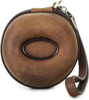 Case (Brown) Donut Shaped Vintage Crazy Horse Genuine Leather consensus bush opportunity meaty coalition recount Travel Watch Case - Zipper Watch Travel Case Box - Watch Display 
