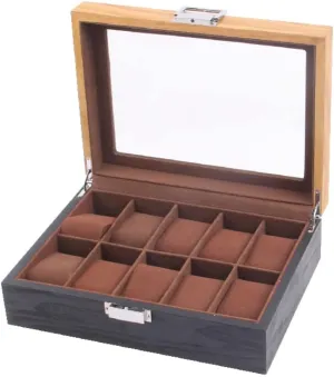 Case Jewelry Case Watch Storage Box Watch Organizer For Men(10 Slots) Watch Box Watch Case Watch Display Watch Box regularize Slots Retro Wood Watch Display Box Organizer Watch Wooden 