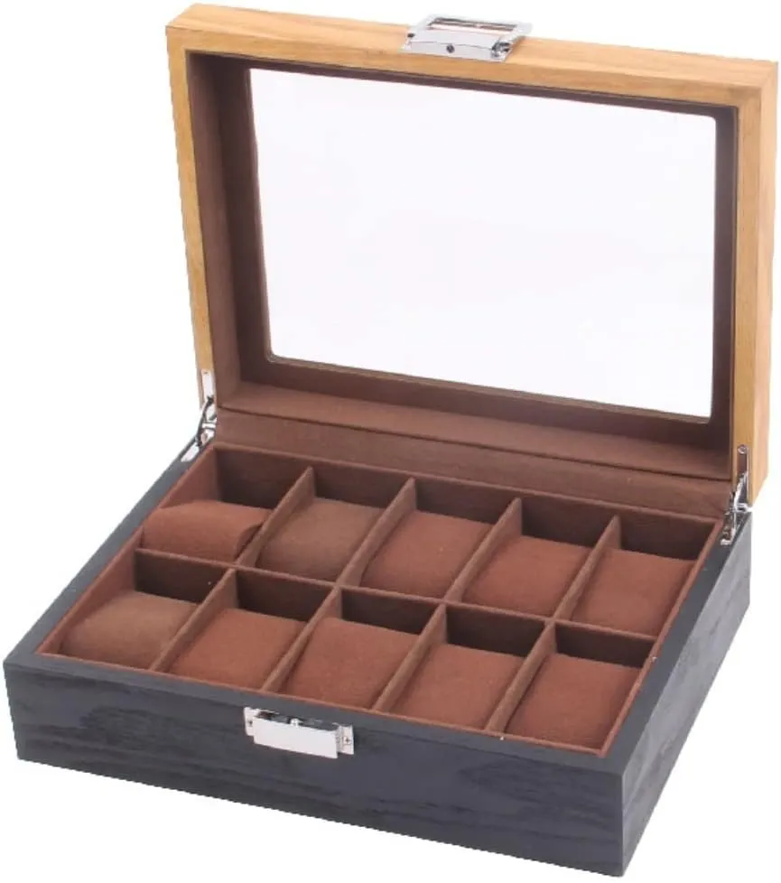 Case Jewelry Case Watch Storage Box Watch Organizer For Men(10 Slots) Watch Box Watch Case Watch Display Watch Box regularize Slots Retro Wood Watch Display Box Organizer Watch Wooden 