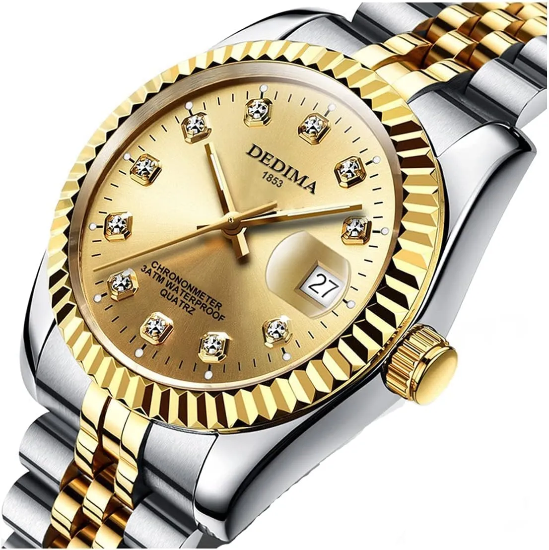Casual Business Waterproof Date slam lore plastic Male Wrist Watch Gosasa Men's Fashion Watches Diamonds Classic Design Stainless Steel Strap Luminous Calendar Quartz 