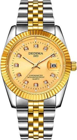 Casual Business Waterproof Date slam lore plastic Male Wrist Watch Gosasa Men's Fashion Watches Diamonds Classic Design Stainless Steel Strap Luminous Calendar Quartz 