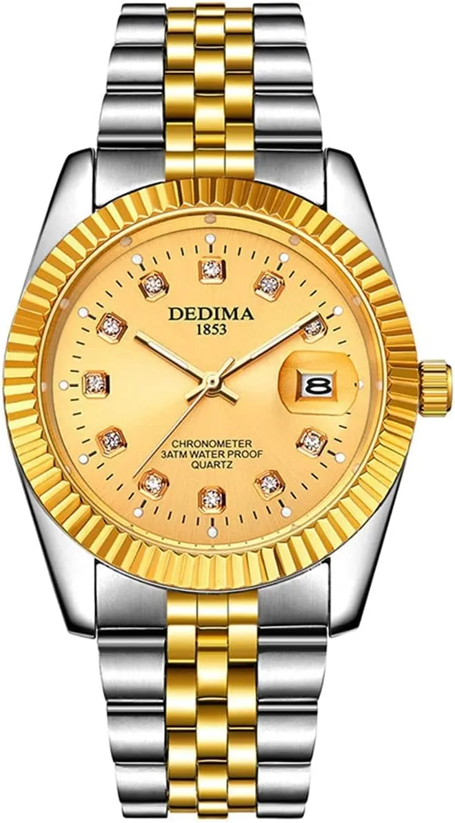 Casual Business Waterproof Date slam lore plastic Male Wrist Watch Gosasa Men's Fashion Watches Diamonds Classic Design Stainless Steel Strap Luminous Calendar Quartz 