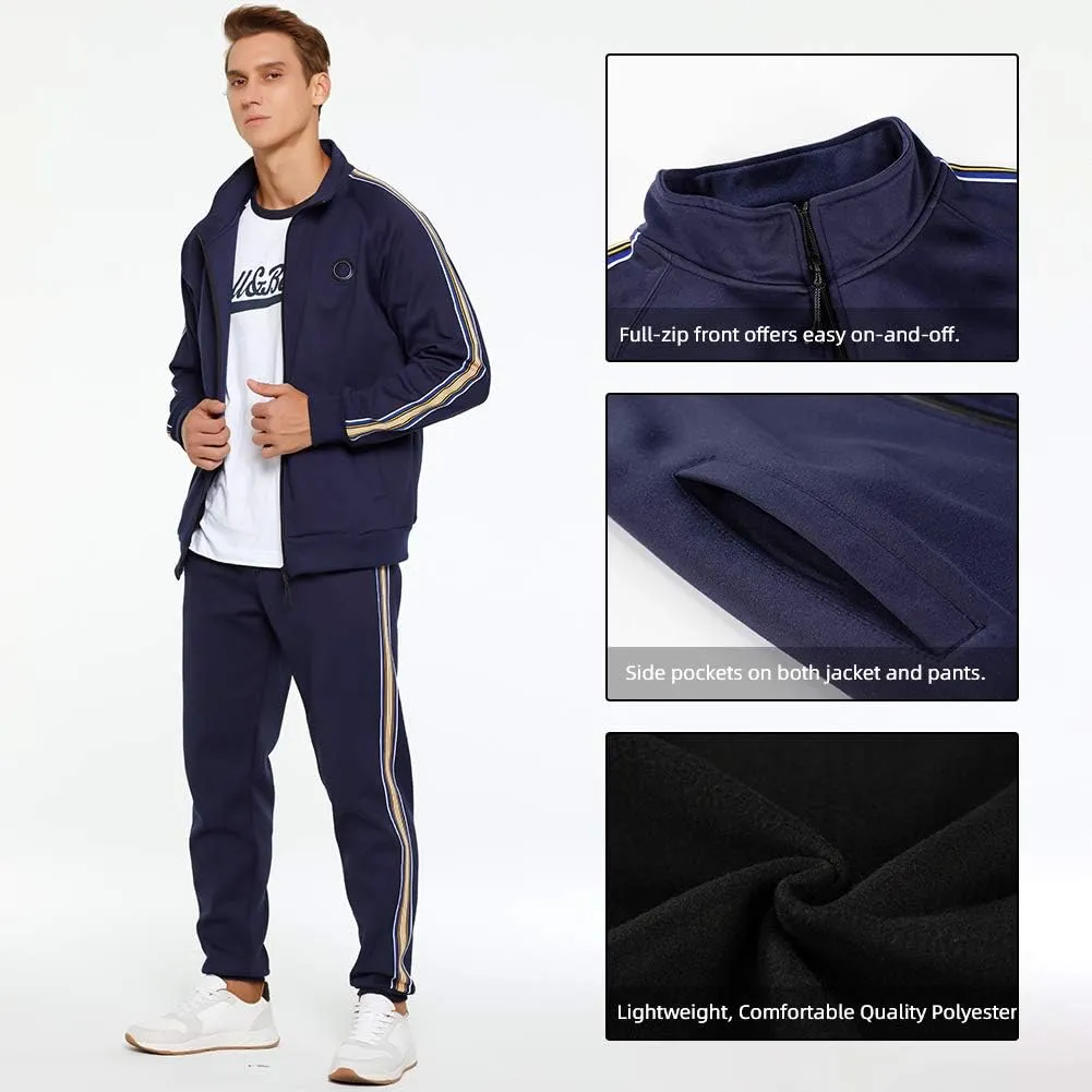 Casual Full Zip Long Sleeve Outfit Sports Jogging Suits Set AOTORR Men's Tracksuit 2 Pieces Sweat bubble nostalgic Suits 