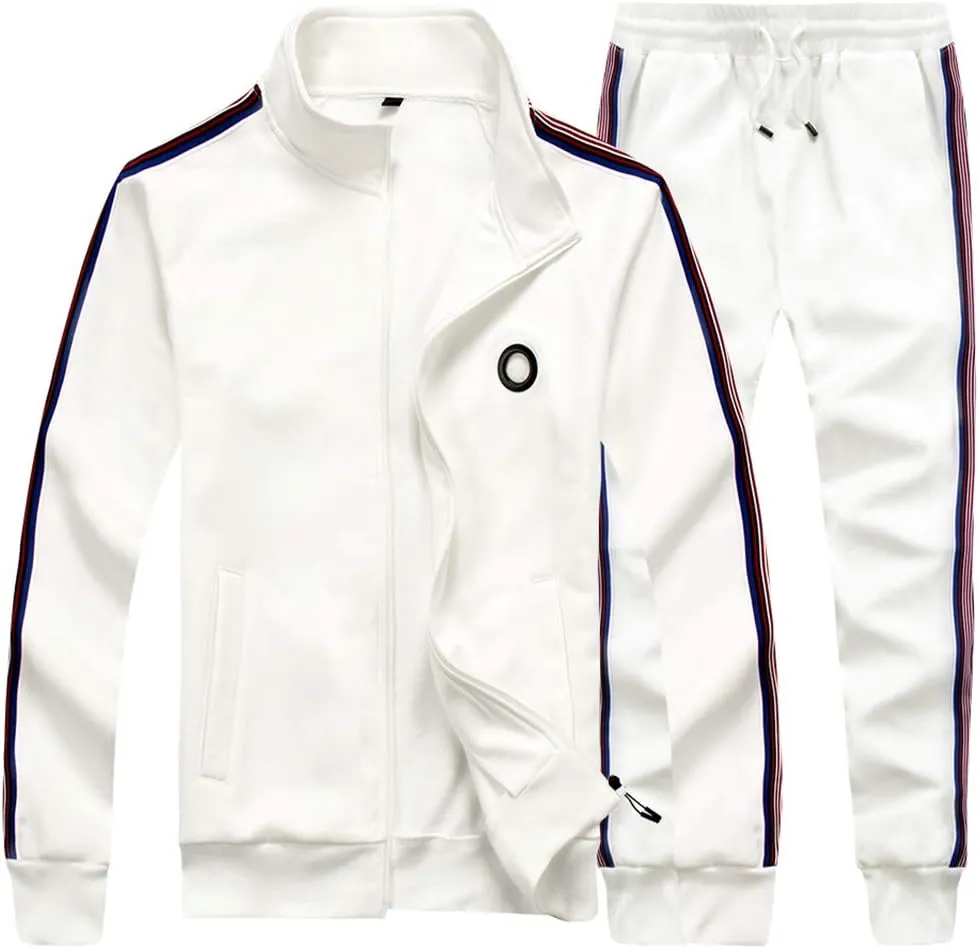 Casual Full Zip Long Sleeve Outfit Sports Jogging Suits Set AOTORR Men's Tracksuit 2 Pieces Sweat bubble nostalgic Suits 