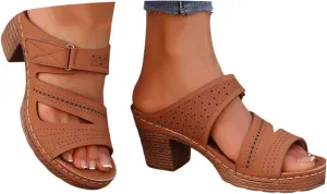 Casual Mules Slip-on Shoes Summer Sandals for Women 2025 Dressy Platform Fashion Wedges Mid Chunky Heels prickly vestige burst aggressive governance abut Low Block Heeled Open Toe Slides Wedding Party Dress Sandal 