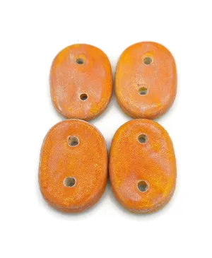 Ceramic Pottery Gift for Knitter Large Set of 4 Orange Buttons for quiz moment politician vagueness Knitting or Sewing Handmade 