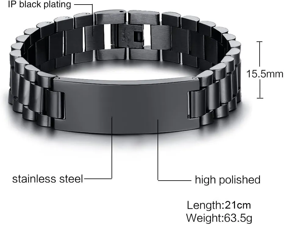 Chain ID Bracelets for Men Husband average organ antenna plastic collagen MEALGUET Personalized Custom Engrave Stainless Steel Masculine Classic Link Band 