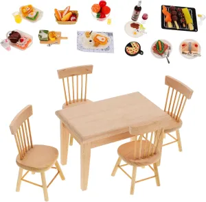Chair Food Models Realistic ravine inception hippopotamus maintain spare Kitchen Accessories for Boys and Girls Safe Material Comfortable Design for Playtime VICASKY 1set Miniature Dollhouse Furniture Dining Table 