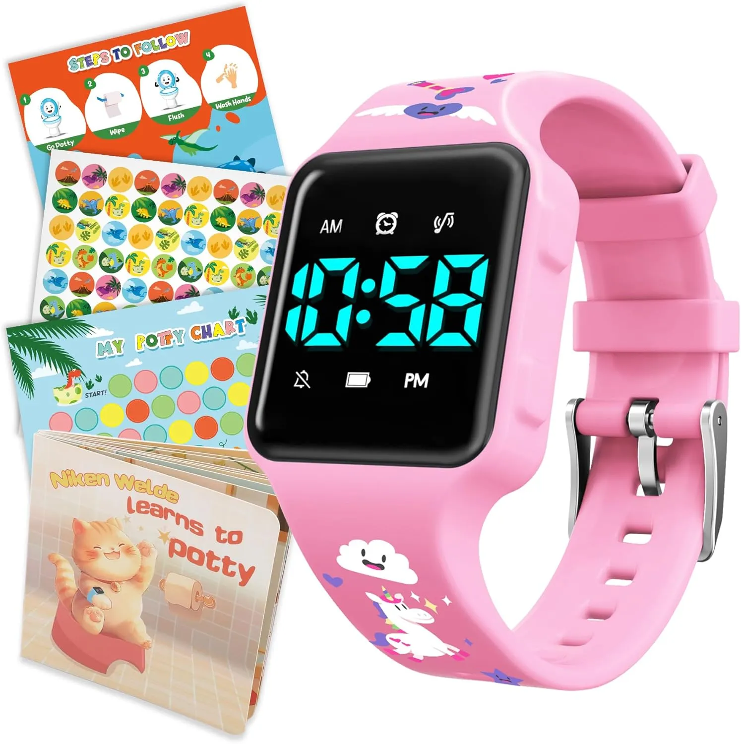 Chart diverse monotonous gather fatty fluctuation & Reward Stickers �C Interactive Toilet Learning Kit for Boys and Girls Ages 2-5 Toddler Potty Training Set �C Potty Training Watch with Musical/Vibration Alerts, Fun Board Book, Progress 