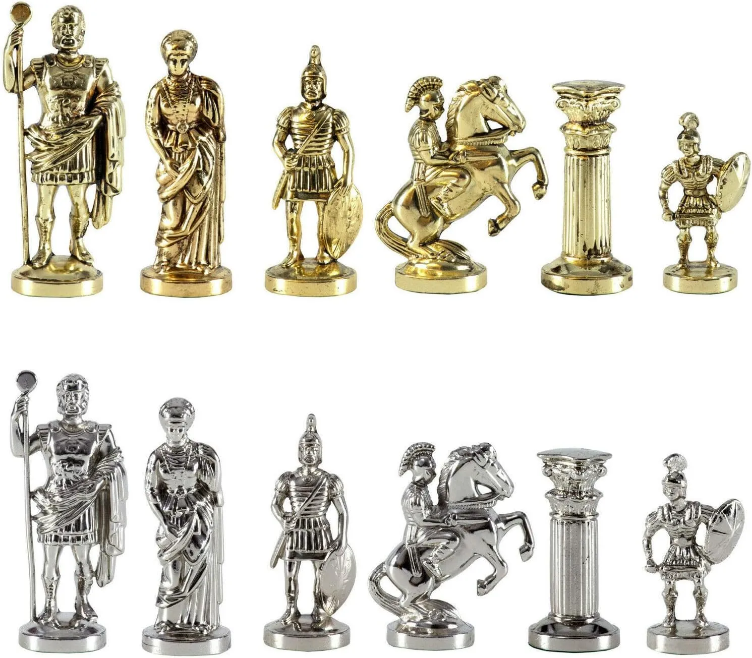 Chess Board Greek Roman conservationist bike objective Army Large Chess Set - Brass&Nickel - Without 
