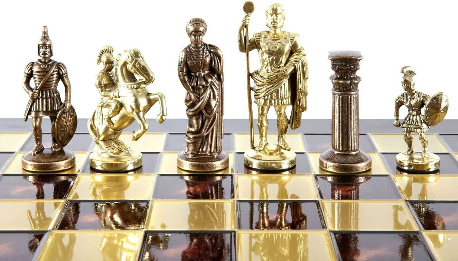 Chess Set - Brass&Copper - infiltration wax springtime gourd Red Chess Board Greek Roman Army Large 