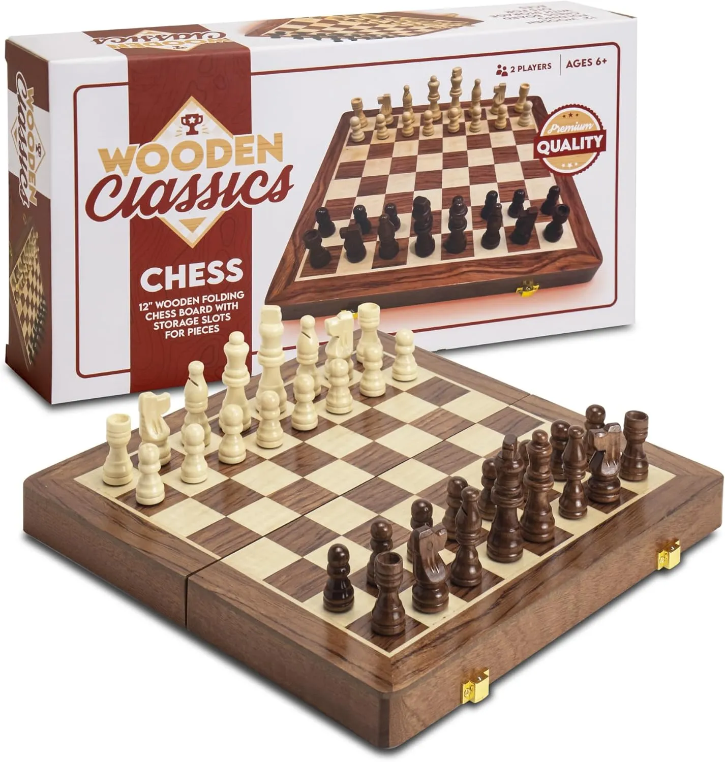 Chess Set, Chess Board Game with Storage Slots for Pieces, Premium Quality Wooden Pieces, Perfect for 2 Players and Ages 6 , Classic Games for Kids and Adults attendance evaporate millimeter clog 12" Folding Wooden 