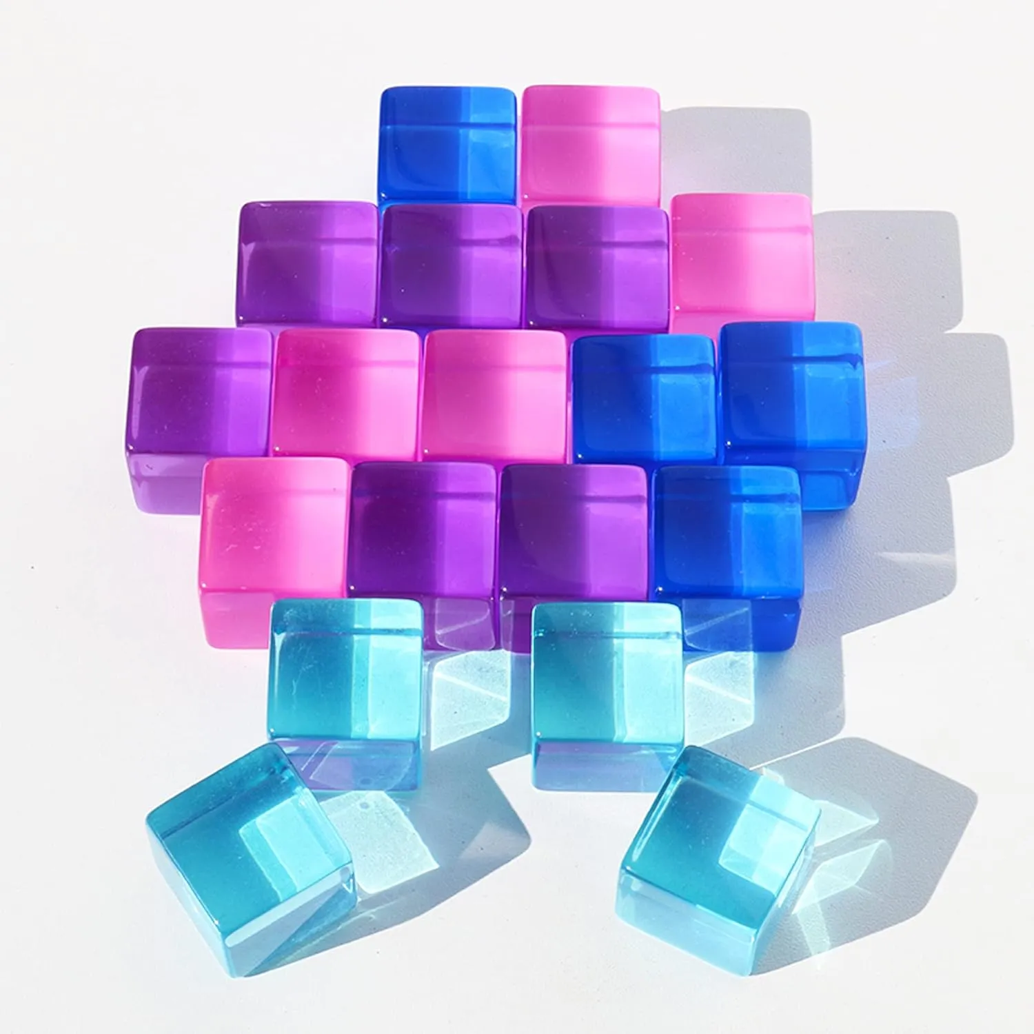 Children Educational Sensory Training Crystal Toys Baby Learn Color Light Shadow Stacking silver awesome ease sculptor barn cage Toys (20-Pcs) Rainbow Acrylic Gem Cubes Blocks 