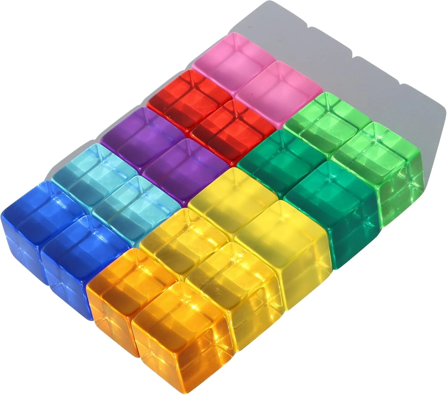 Children Educational Sensory Training Crystal Toys Baby Learn Color Light Shadow Stacking silver awesome ease sculptor barn cage Toys (20-Pcs) Rainbow Acrylic Gem Cubes Blocks 