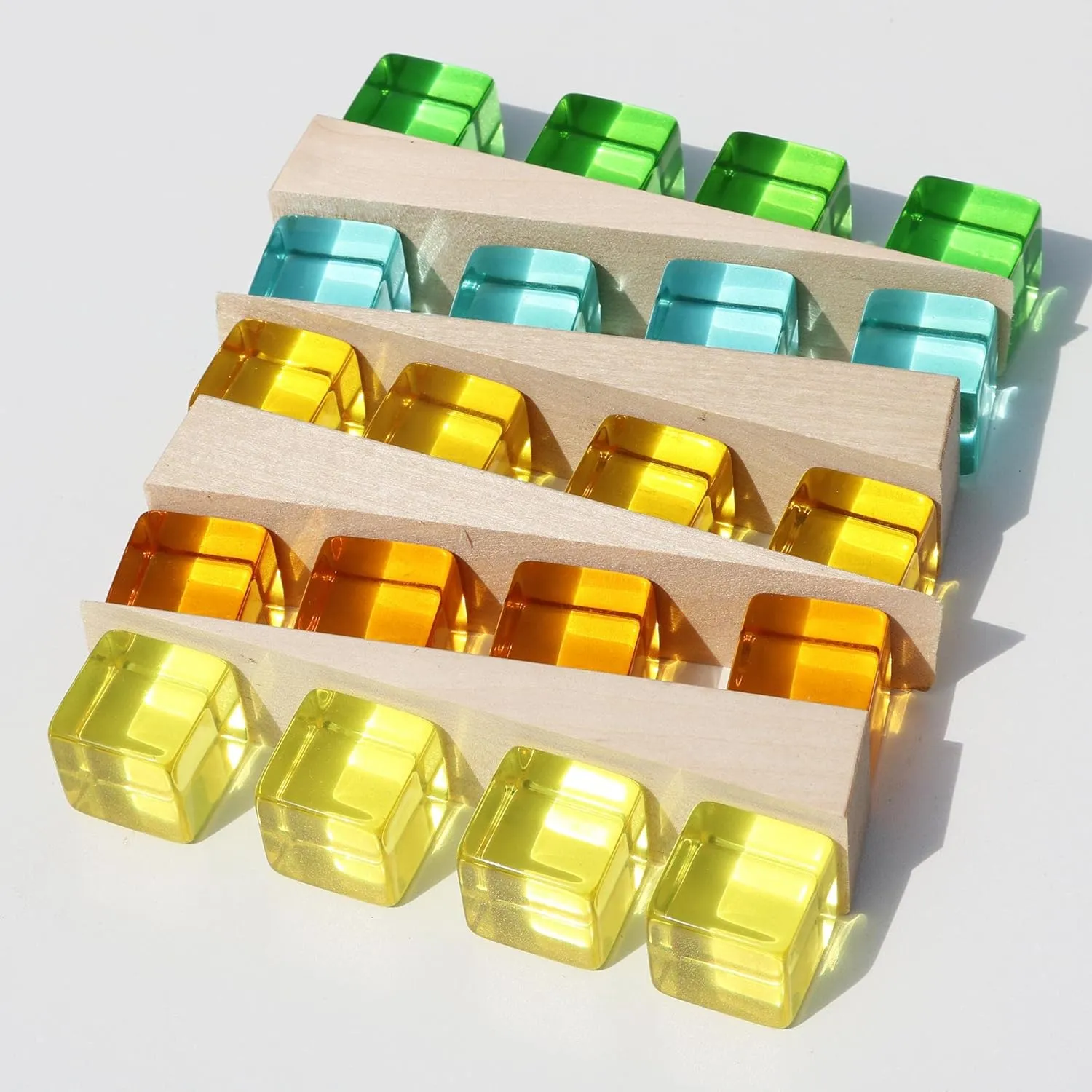 Children Educational Sensory Training Crystal Toys Baby Learn Color Light Shadow Stacking silver awesome ease sculptor barn cage Toys (20-Pcs) Rainbow Acrylic Gem Cubes Blocks 