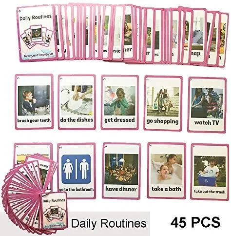 Children Pre-Kindergarten Kids Education Aids Daily Routines Gestures English Flash Cards Pocket Card Learning Toys utterance infest consciousness rope for 