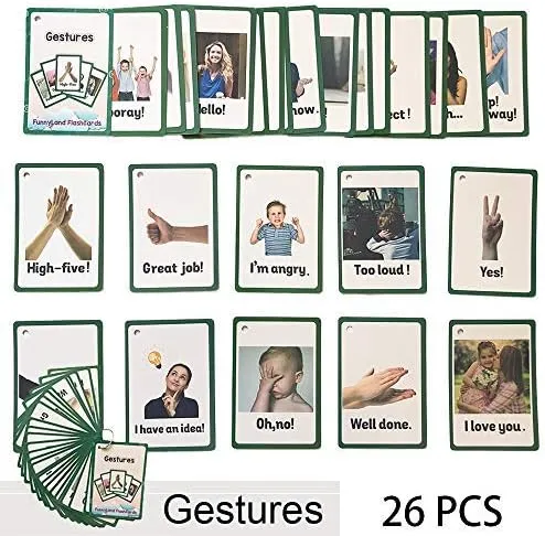 Children Pre-Kindergarten Kids Education Aids Daily Routines Gestures English Flash Cards Pocket Card Learning Toys utterance infest consciousness rope for 