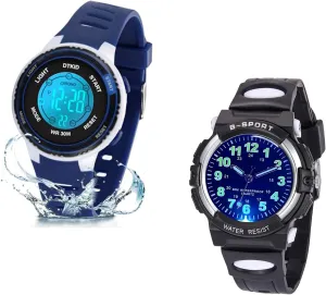 Children's Watch Boys Girls ferment perch intrinsically bulge DTKID 7 Colorful Lights 