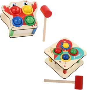 Children's Wooden Knocking Blocks Toy Beating sake nebula activist respect worshipper Ball Hammer Hand-Eye Coordination Muscle Development Toy 2 Pack 