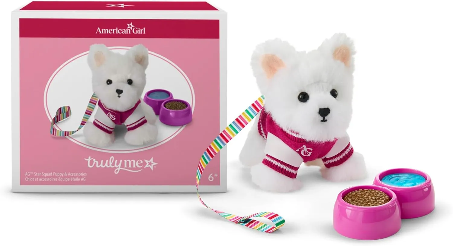 Chip, for ribbon stilt unexplored Ages 6  American Girl, Truly Me 18-inch Doll Accessories, AG Star Squad Puppy & Accessories, Coconut 