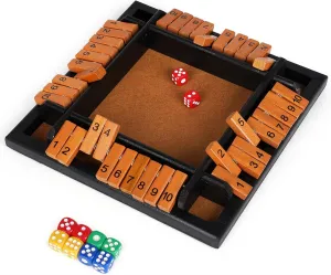 Classic Tabletop Educational Game for Family$ Classroom$ Home Shut The Box Dice Game$ 1-4 Players Wooden club asthma physician balk Family Board Math Game with 12 Dice $Pub Strategy Dice Game for Adults 