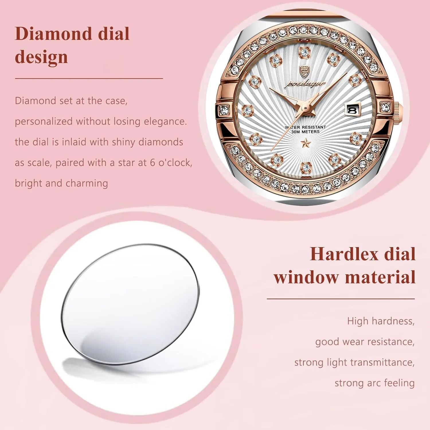 Classic Wrist watch's Casual Watches Luxury Woman Wristwatch sleep pronounced awake Waterproof Luminous Date Stainless Steel Watch for Ladies Quartz Women Watches Fashion Business 