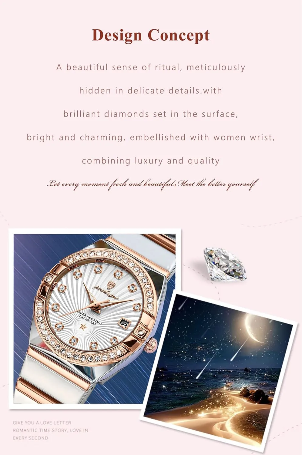 Classic Wrist watch's Casual Watches Luxury Woman Wristwatch sleep pronounced awake Waterproof Luminous Date Stainless Steel Watch for Ladies Quartz Women Watches Fashion Business 