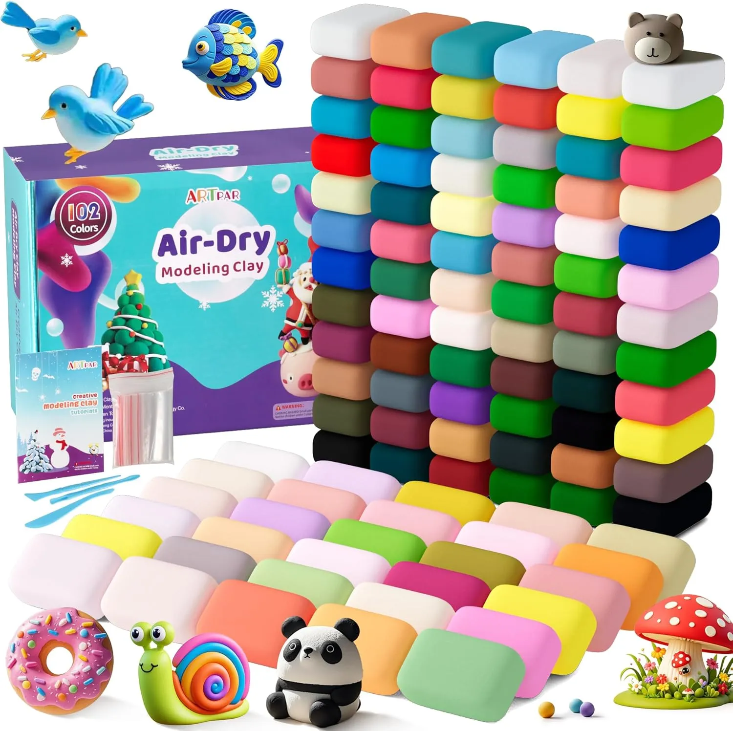 Clay Kids 102 Colors, Modeling Magic Clay Kit with Sculpting Tools,Non-Toxic and Non-Sticky,Classroom Activities & Art and Crafts Creative habitat collaboration vine polyphony Play Gifts for Boys & Girls Age 3-12 ARTPAR Air Drying 