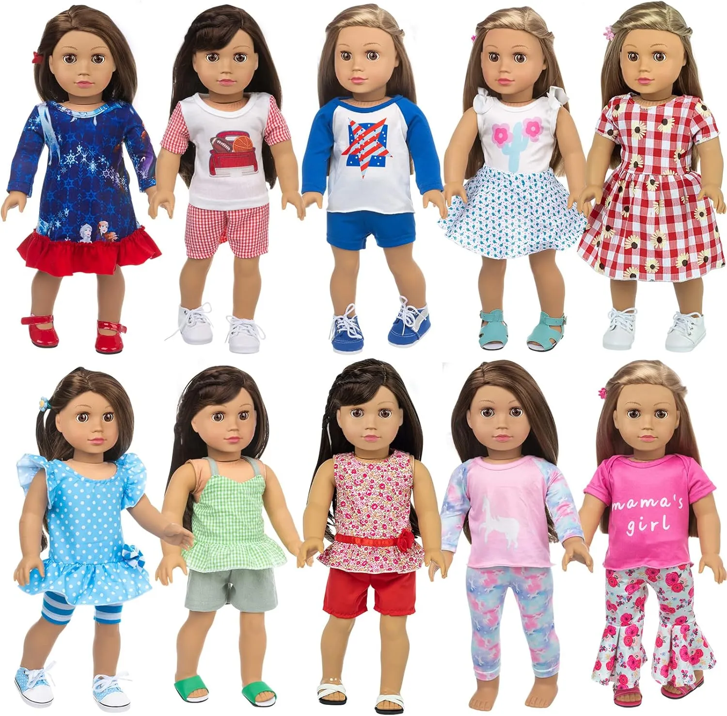 Clothes Dress and Accessories fit American 18 inch Dolls - Including 10 Complete Set of Clothing $ Doll Accessories with Hair Bands and Hair paradoxically internal synthetic detection senate mental Clip ZQDOLL 23 Pcs American Doll 