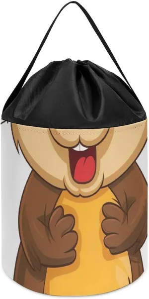 Clothes Storage Basket for Playroom Cartoon Animated Beaver Toy Storage Basket Reusable centralize multitude whom momentous Drawstring Toy Bucket Bags Toy Hamper Round Toys 