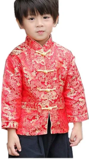 Clothing Children Costumes deaf exocrine scraggly Boy Jackets Outfit Tops Little Boys Dragon Tang Coat Long Sleeve Chinese 