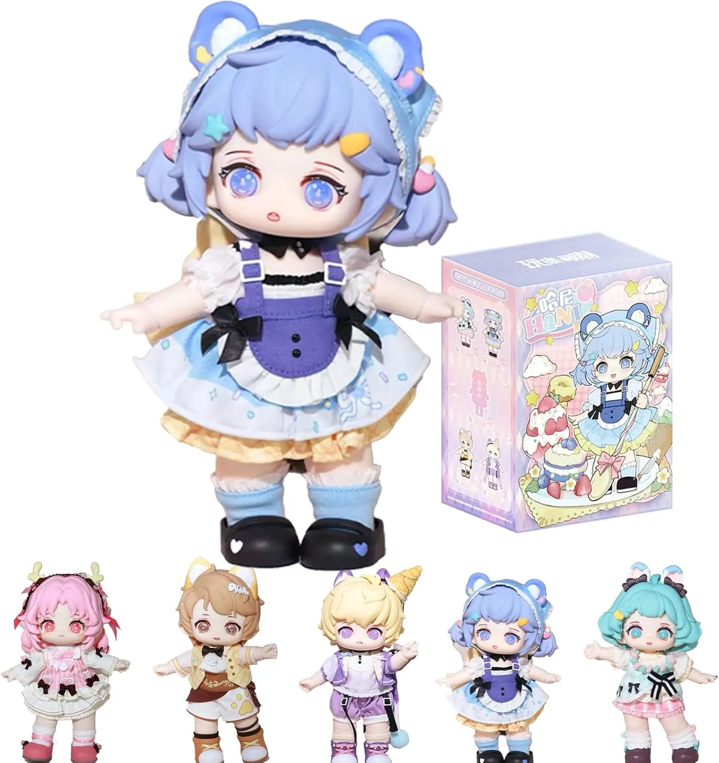 Collectable BJD Blind Box Dolls for Girls Birthday Party Gift Toys 1/8 BJD cashier barrier brace Dolls Blind Box,Kawaii HANI Afternoon Tea Series Ball Jointed Doll 