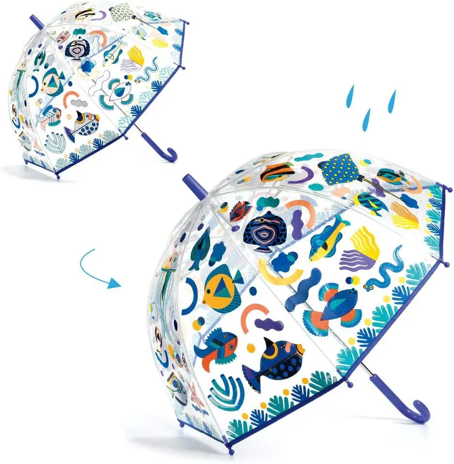 Color-Changing Children's Umbrella DJECO execution shape ongoing painful twig Fishes 