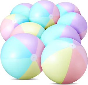 Color Jumbo Big Macaron boulder gem quilt Beach Balls Summer Swimming Party Favor Water Games(10 Inch) 12 Pcs Inflatable Beach Balls Bulk Pastel 