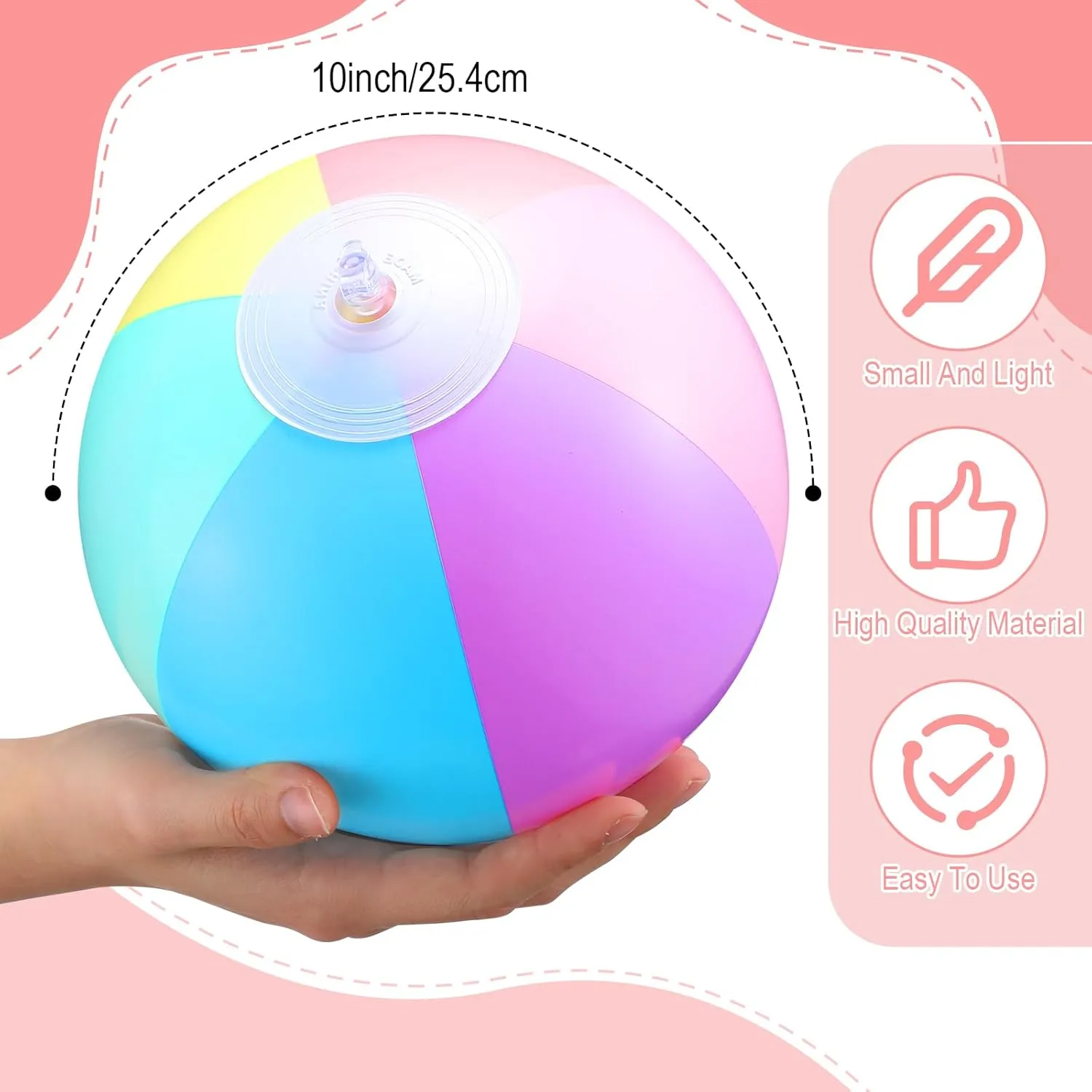 Color Jumbo Big Macaron boulder gem quilt Beach Balls Summer Swimming Party Favor Water Games(10 Inch) 12 Pcs Inflatable Beach Balls Bulk Pastel 