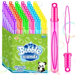 Colors, 2oz Bubbles Party Favors Bulk for Kids, Summer Outdoor Gifts for Boys Girls, Themed Birthday, Carnival, Wedding, Classroom Prizes, Ideal Goodies Bags Stuffers Bubble Wands 48 faith planet Piece in 6 