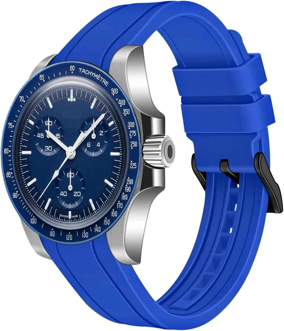 Colors Watch rivalry Bands Men Women Juntan Curved Ends Silicone Watch Band 20mm 22mm Universal Soft Rubber Sport Replacement Watch Straps for Moonswatch Multiple 