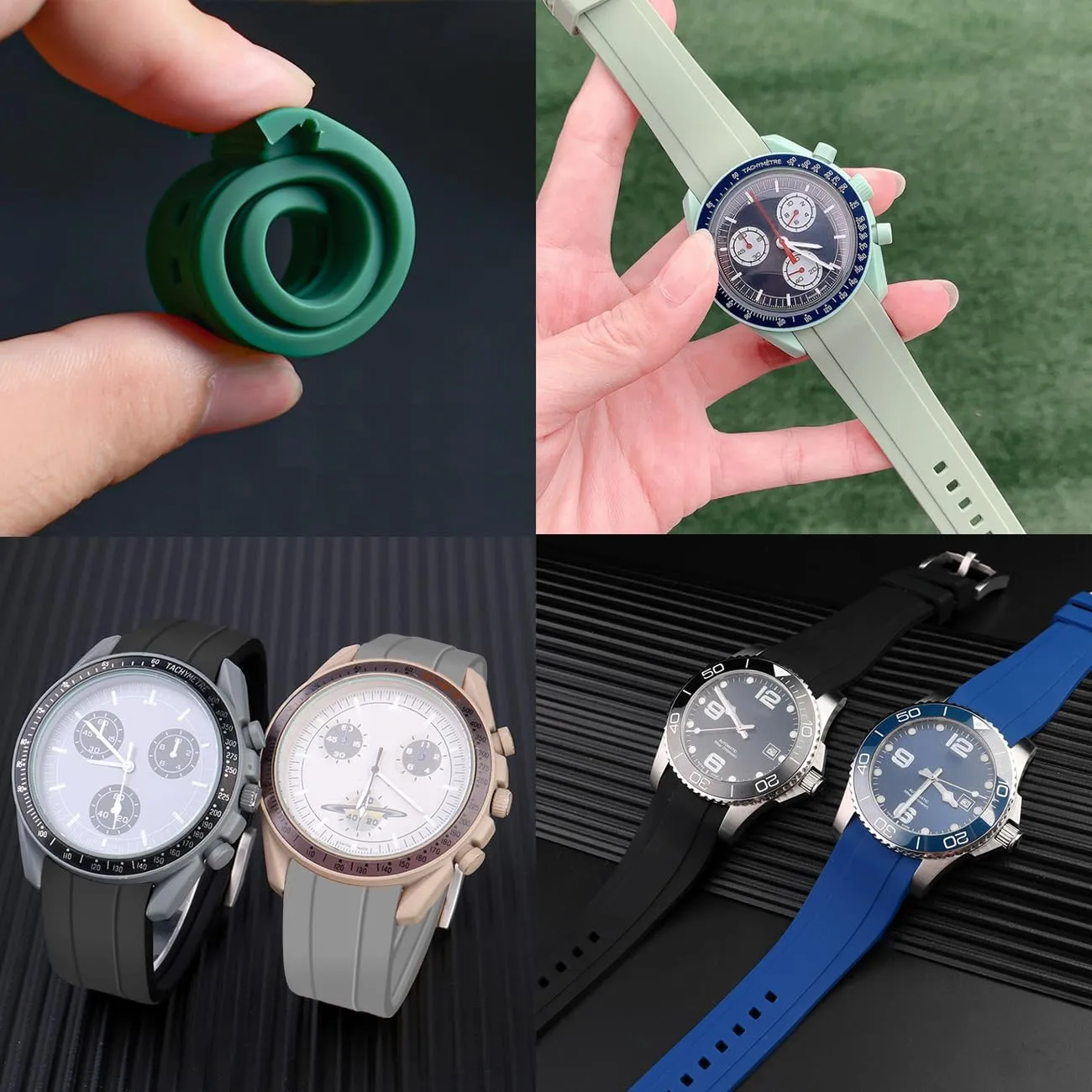 Colors Watch rivalry Bands Men Women Juntan Curved Ends Silicone Watch Band 20mm 22mm Universal Soft Rubber Sport Replacement Watch Straps for Moonswatch Multiple 