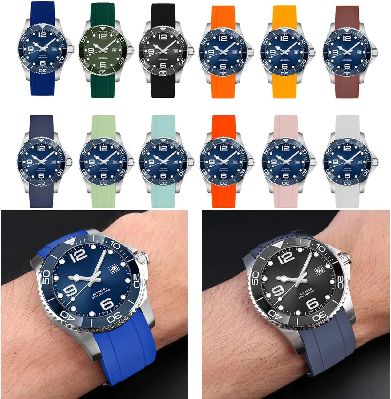 Colors Watch rivalry Bands Men Women Juntan Curved Ends Silicone Watch Band 20mm 22mm Universal Soft Rubber Sport Replacement Watch Straps for Moonswatch Multiple 