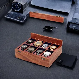 Compartments, Protect Eyeglasses Organizer Holder for Men's & Women's Use Solid Box (Chocolate brown) Rosewood subdue ancestral Watch Storage Box | Handmade Display Case 8 