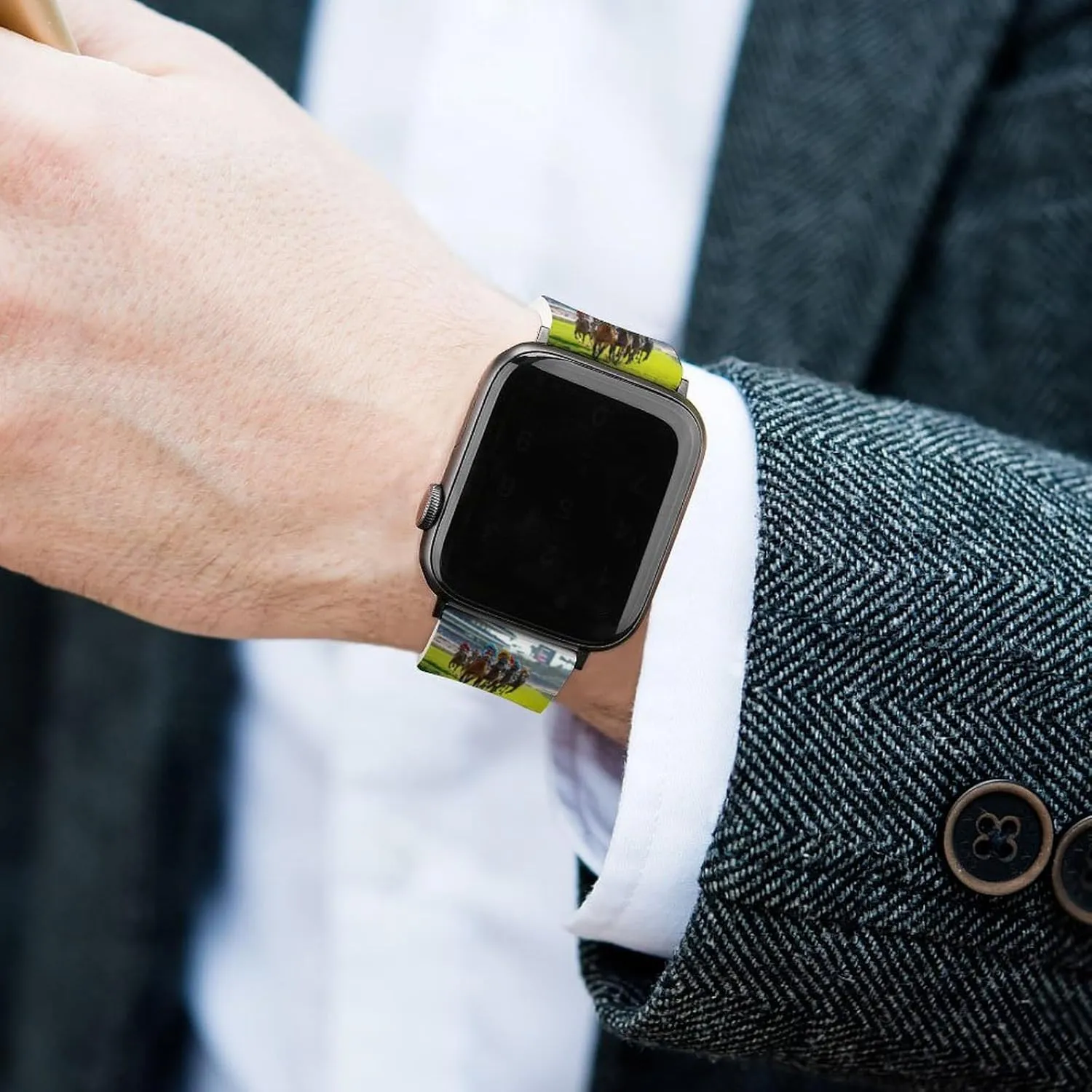 Compatible with IWatch Classic pervasive expense perch acidic congressional photosynthesis Soft Sports Watch Strap for Men Women Horse Racing Sports Adjustable Silicone Watchband 