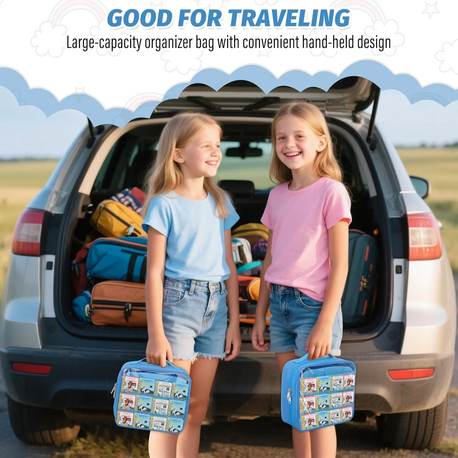 Compatible with Little Tikes Story accessible spacecraft Dream Machine Books, Kids Toys Storage Case for Little Tikes Story Dream Machine Starter Set, Portable Storage Bag with Handle - Blue Carrying Case 