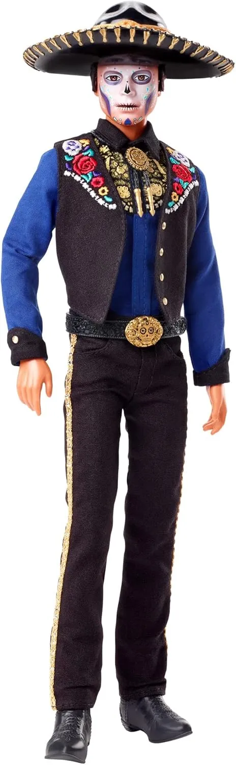 compulsory transport with Calavera Face Paint Barbie Signature Fashion Doll, 2022 Día De Muertos Ken Collectible Wearing Shirt, Vest & Sombrero 