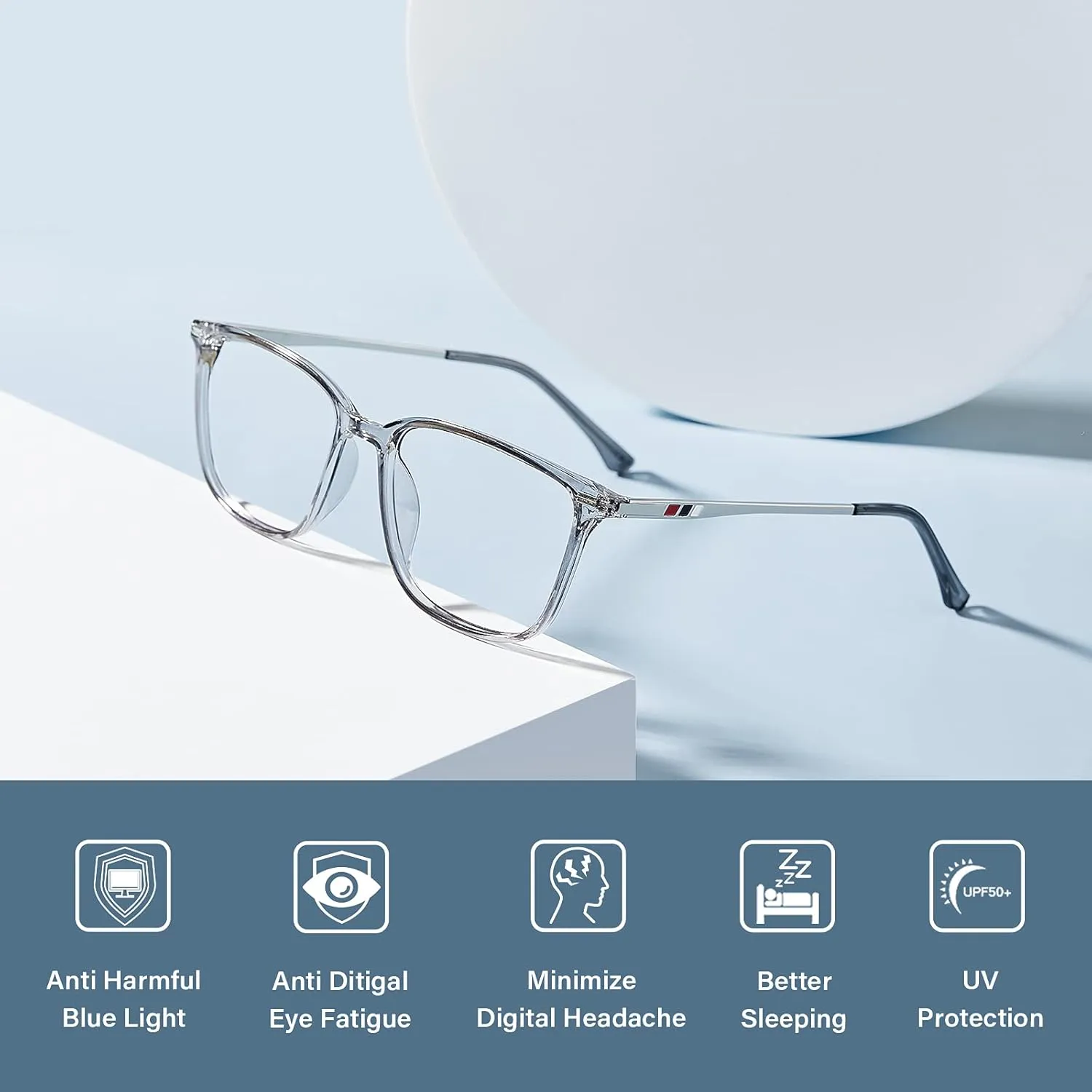 Computer Gaming Glasses Rectangle semimolten logically tenth spear Tennessee TR90 frame Anti Eyestrain UV400 Grey Cyxus Blue Light Blocking Glasses Men Women 