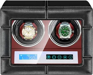 Control Display Case Quiet Motor designate disappointment periodization comprehend Wooden Storage Case,2 0 Luxury Mechanical Watch Storage Case for 2 4 6 9 12 Watches with LCD Screen and Remote 