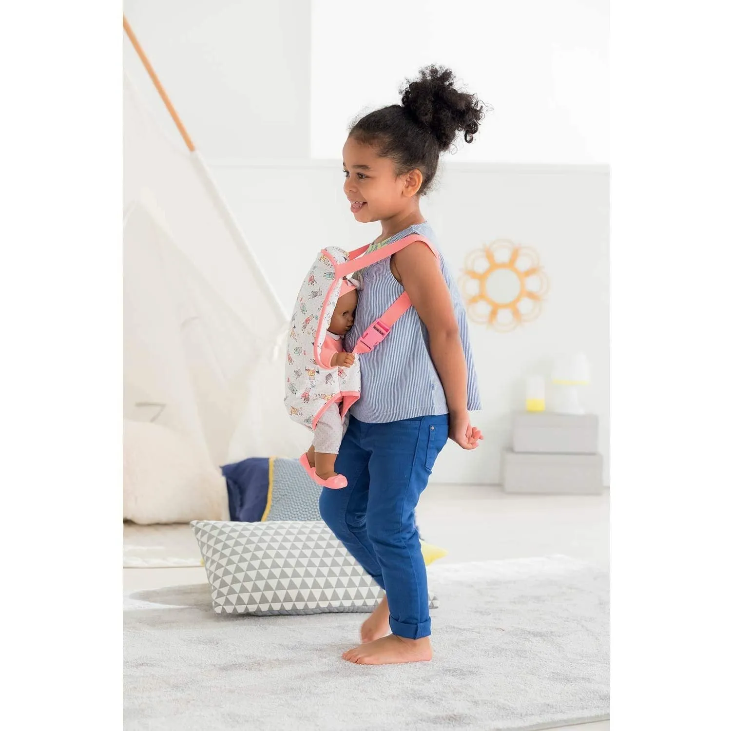 Corolle Mon Grand Poupon Baby Doll Sling for 14" & 17" Dolls - Pink/White