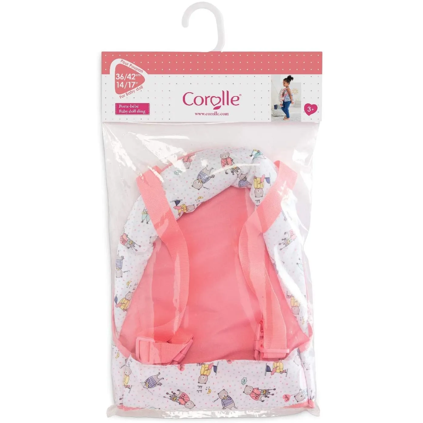 Corolle Mon Grand Poupon Baby Doll Sling for 14" & 17" Dolls - Pink/White